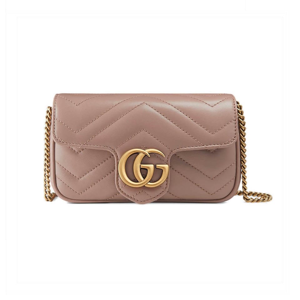 Gucci GG Marmont Matelasse Chevron Leather Super Mini Bag Nude Pink view 2