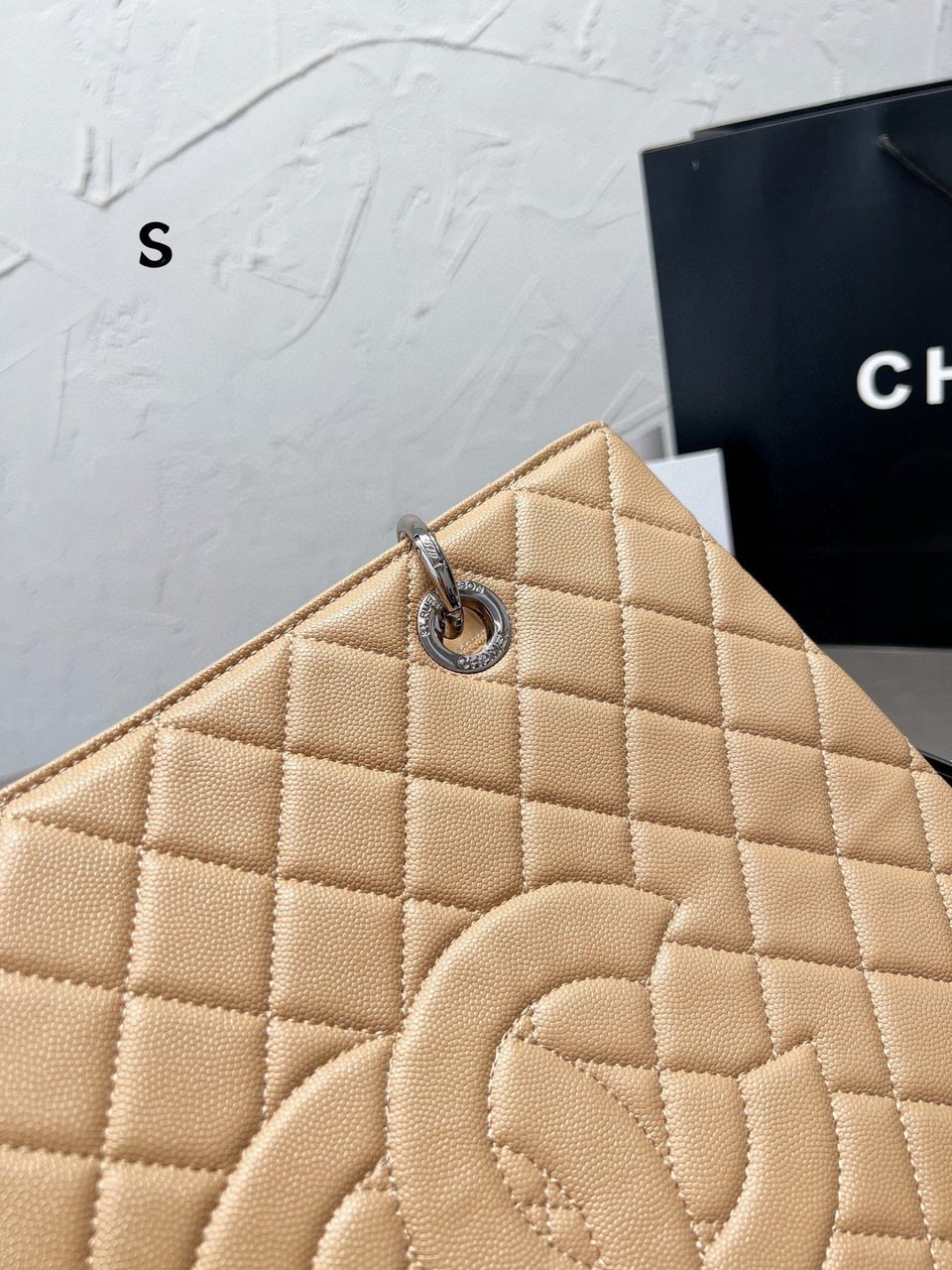 Chanel Grand Shopping Tote Bag Beige Caviar 33Cm/13in view 9