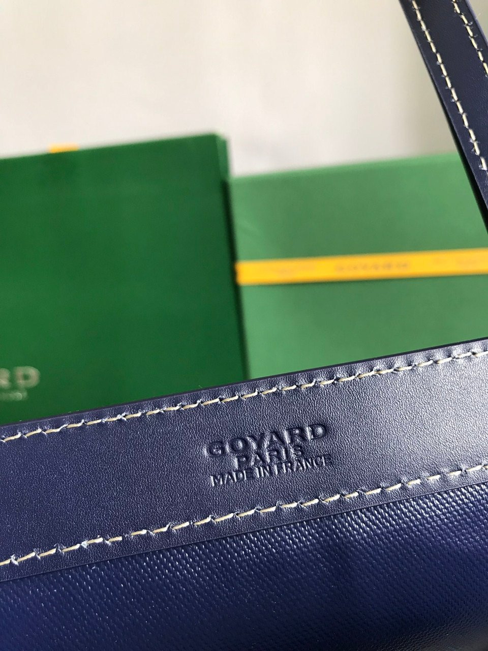 Goyard Bellechasse Biaude Pm Bag 36cm Navy Blue Goyardine Canvas And Calfskin Trim view 5