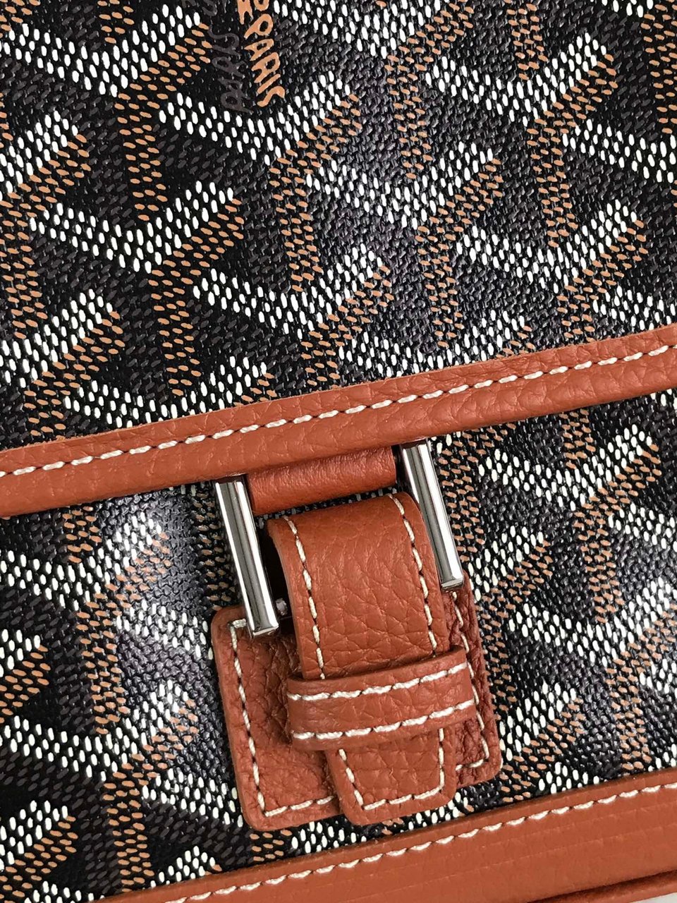 Goyard Grand Bleu 16 Cm Black Goyardine Canvas And Tan Lambskin view 6