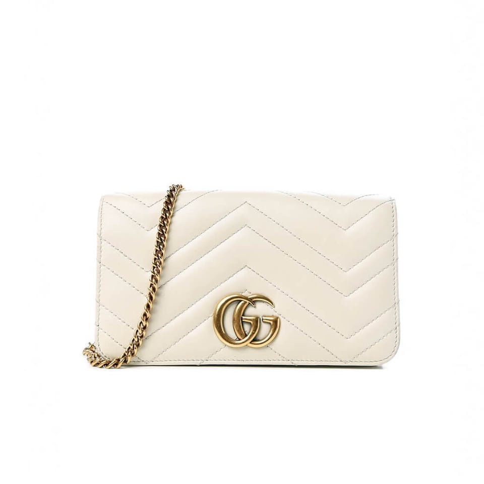 Gucci GG Marmont Mini Bag In White Leather view 2