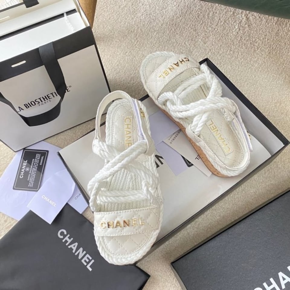 Chanel Rope Sandals Strap White view 6