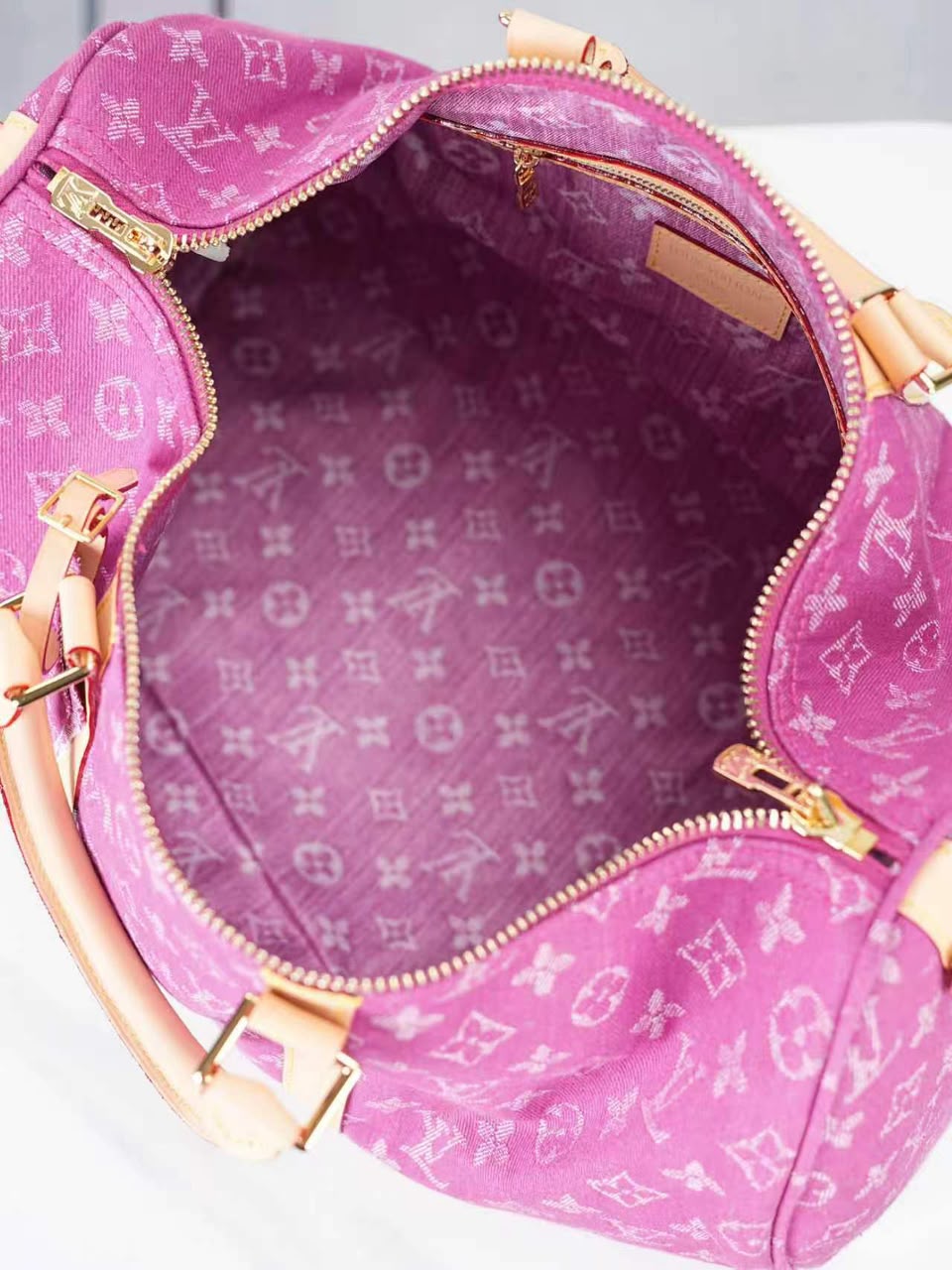 Louis Vuitton Keepall 45 Bag Fuchsia Denim M27944 view 6
