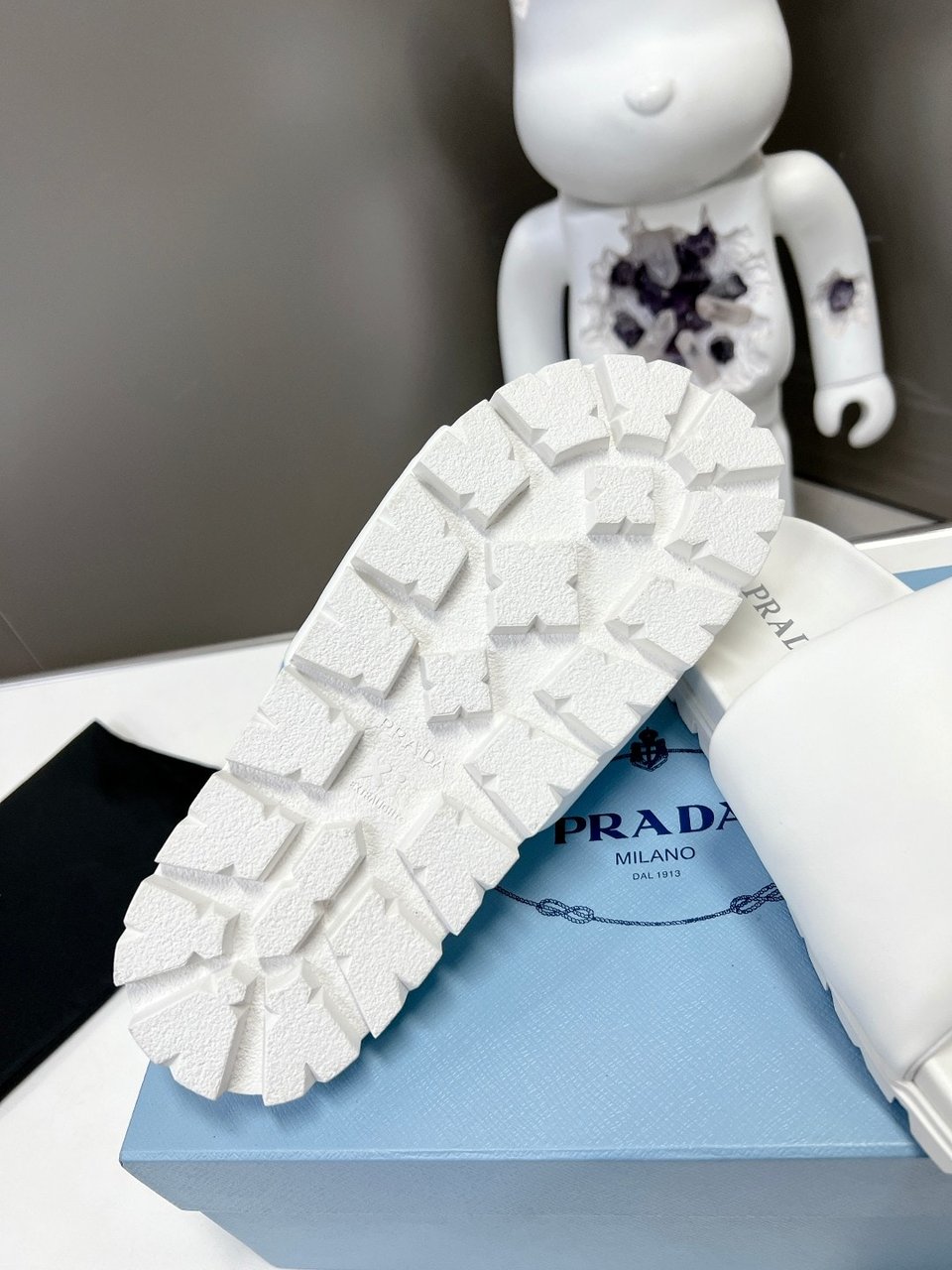 Prada Soft Padded Nappa Leather Slides White 1Xx6482Dl8F0009F020 view 4