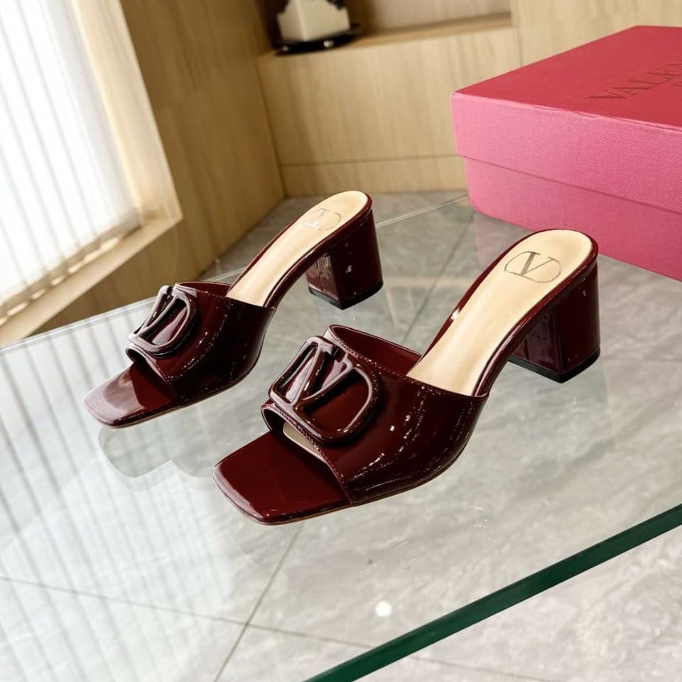 Valentino Vlogo Signature Slide Sandal Burgundy view 5