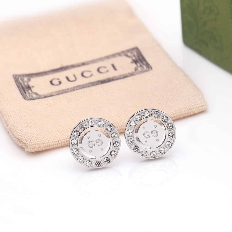 Gucci Diamond Icon Twirl Stud Earrings In Silver Tone view 2