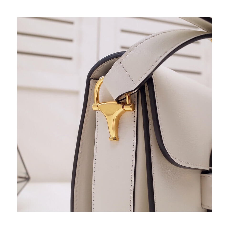 Gucci Horsebit 1955 Shoulder Bag In White Leather view 8