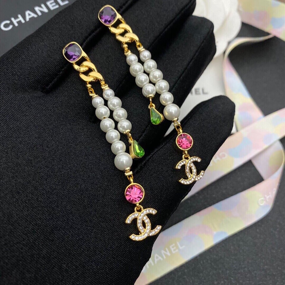 Chanel Cc Strass Drop Earrings view 3