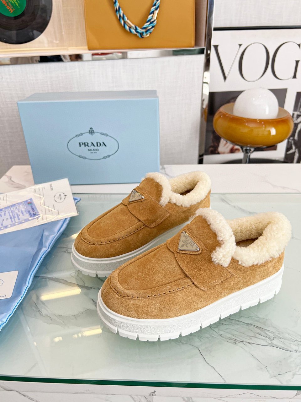Prada Suede Loafer Booties Ecru 1D245N 3I2M F0379 F Zb45 view 3