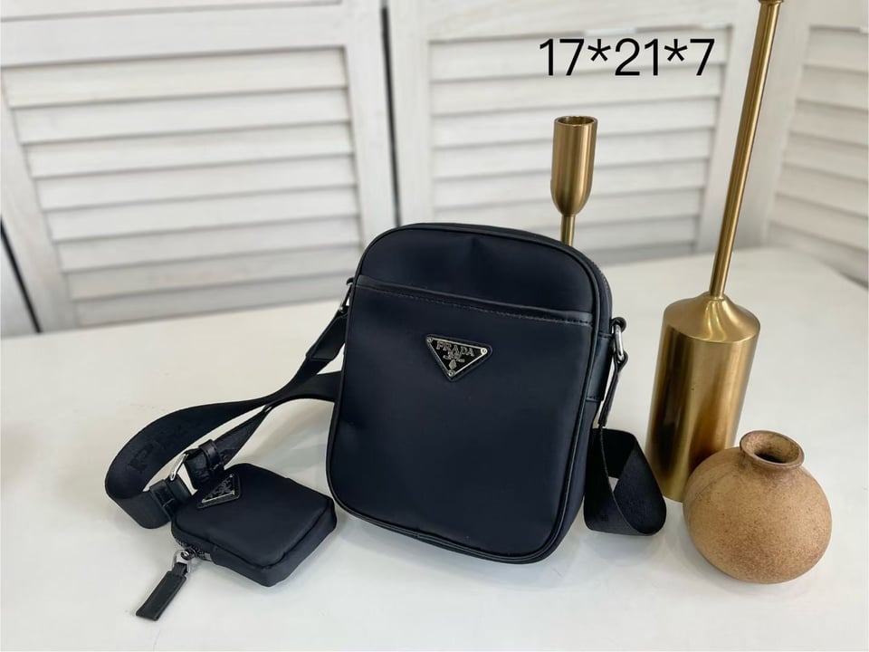 Prada Re Nylon Saffiano Logo Leather Bag Black 21Cm view 7