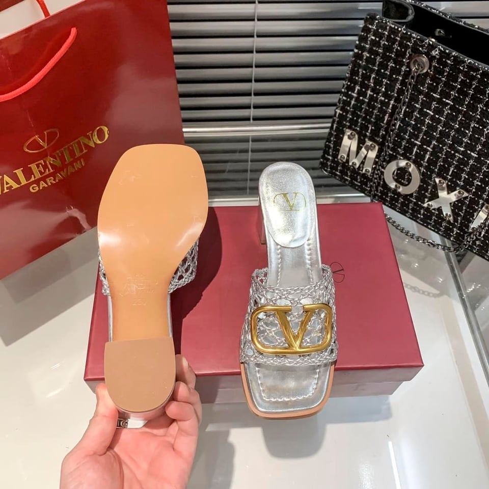 Valentino Garavani Vlogo Sandal Silver view 3