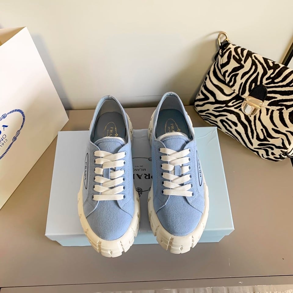 Prada Double Wheel Nylon Gabardine Sneaker Light Blue 1E260M3Lfxf0591F050 view 8