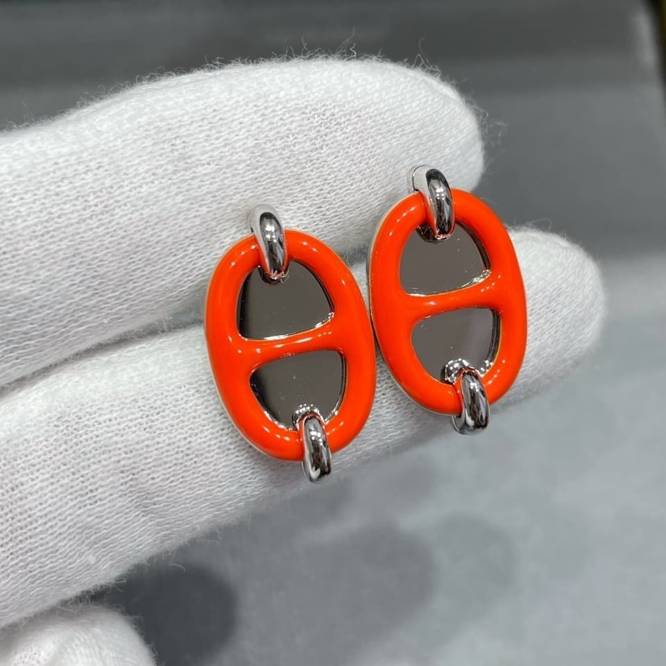 Hermes Mini Maillon Earrings Red view 3