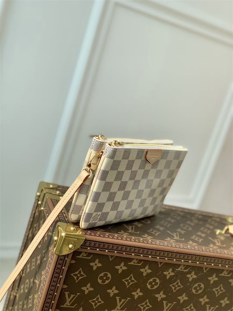 Louis Vuitton Damier Azur Double Zip Pochette 20Cm N60460 view 5