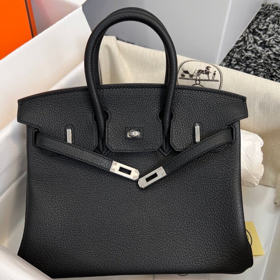 Hermes Birkin 25Cm Black Togo Leather Silver Hardware view 2