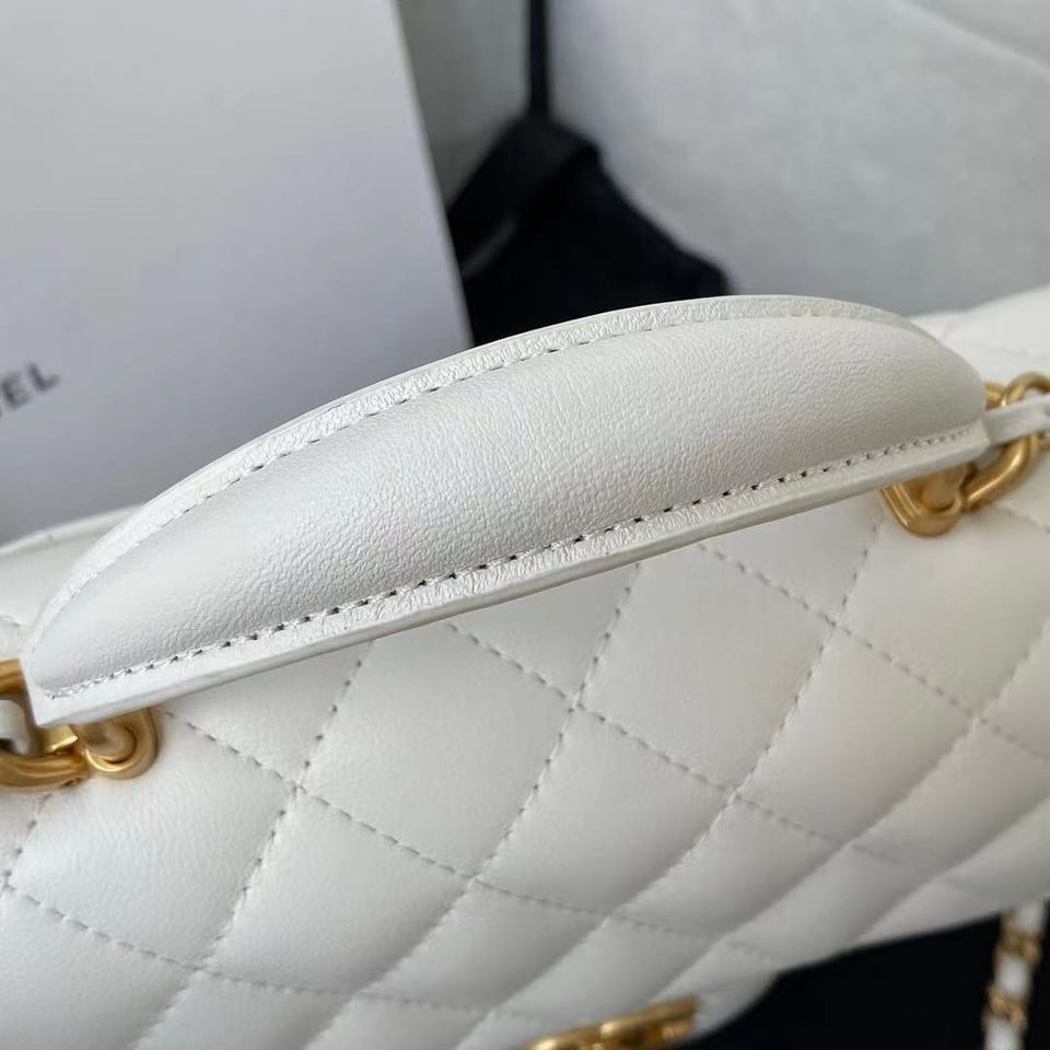 Chanel Mini Flap Bag With Top Handle White 20Cm As2431 view 5