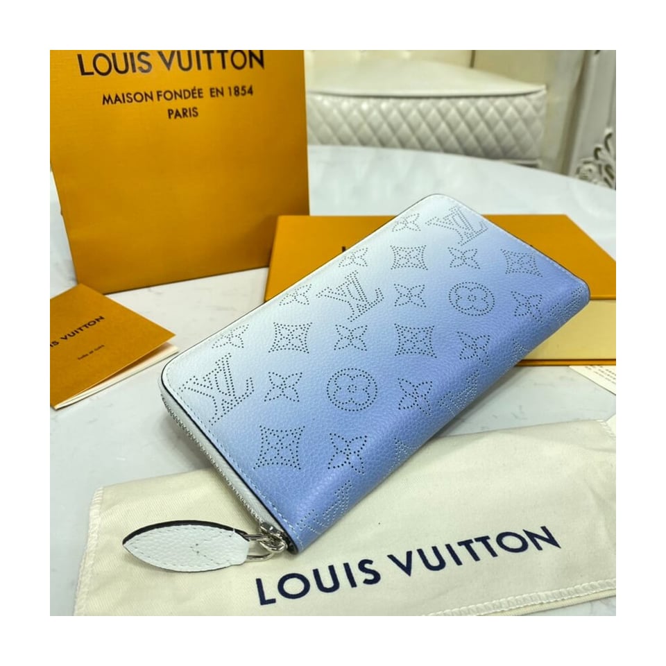 Louis Vuitton Zippy Wallet in Blue Gradient Mahina Perforated Leather view 5