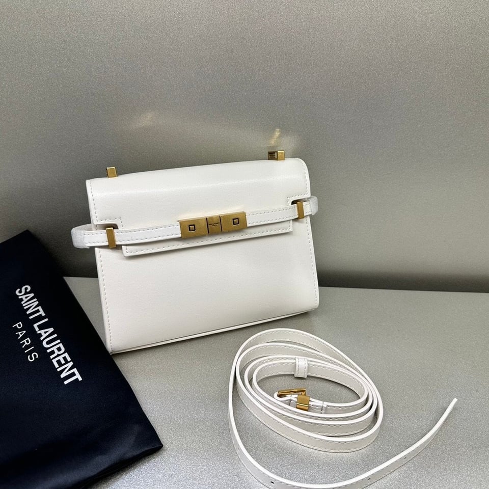 Saint Laurent Manhattan Small Shoulder Bag In Box Saint Laurent Leather White 19Cm view 10