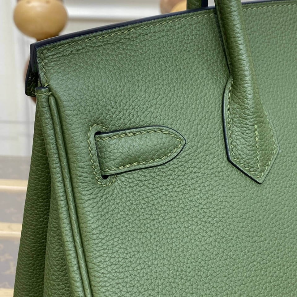 Hermes Birkin 30 Bag Vert Foret Gold Hardware Togo Leather view 8