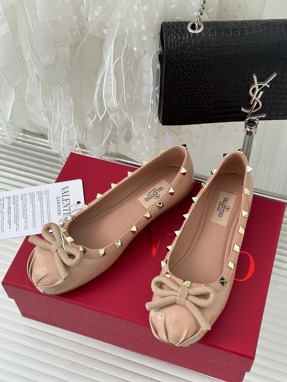 Valentino Garavani Rockstud Patent Leather Ballerina Rose Cannelle 3W2S0Hq5Vnw Gf9 view 10