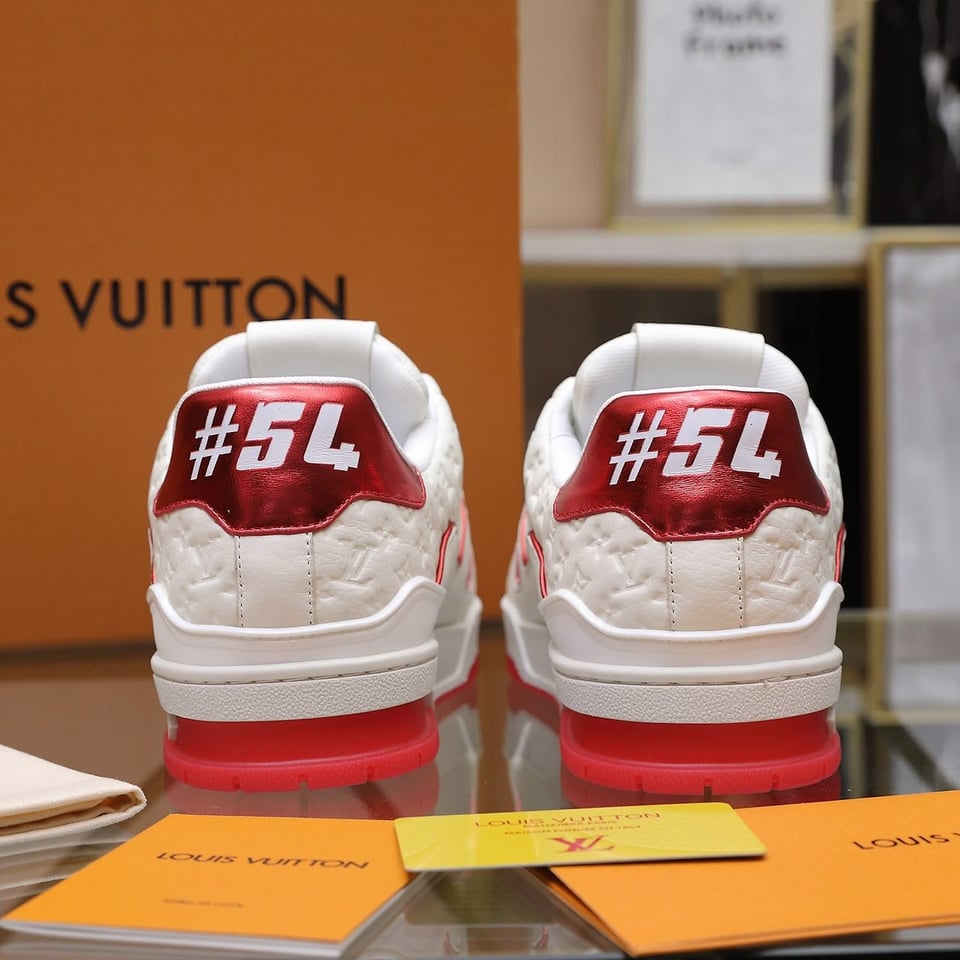 Louis Vuitton Trainer Red Monogram Debossed Calf Leather 1AKCOX view 8