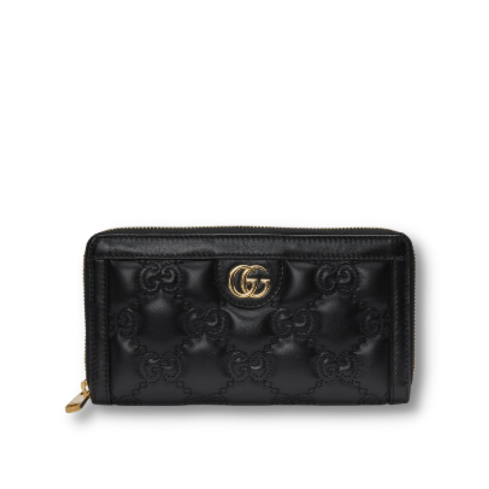 Gucci GG Matelassé Zip-Around Wallet Black 7.6 in/ 19 For Women