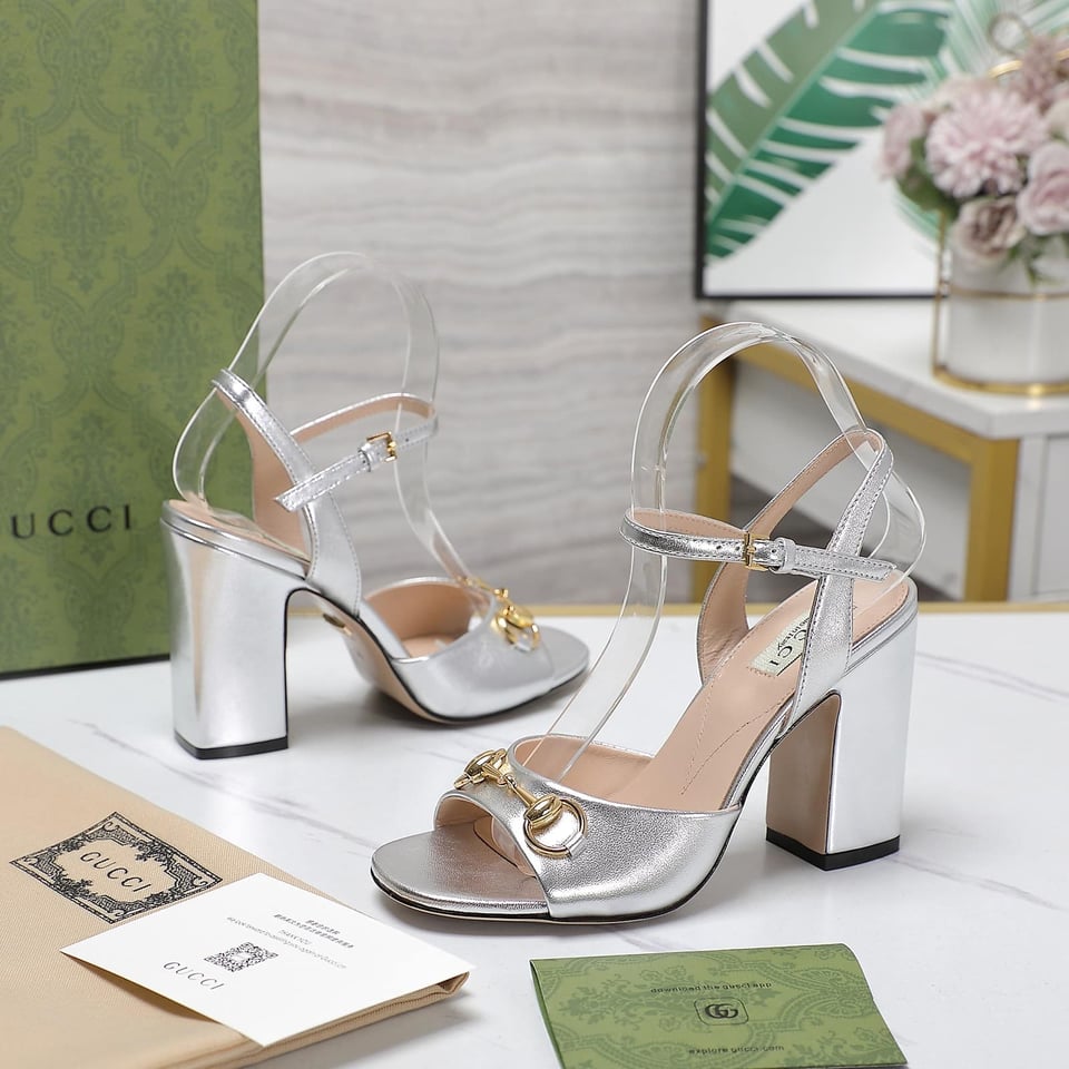 Gucci Women’S Horsebit High Heel Sandal Silver view 8