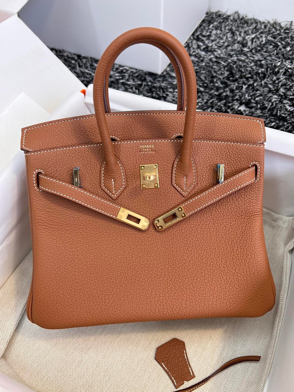 Hermes Birkin 25Cm Gold Togo Leather Gold Hardware view 3