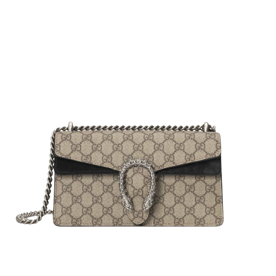 Gucci Dionysus Small Shoulder Bag in GG Supreme with Crystals Black 25cm