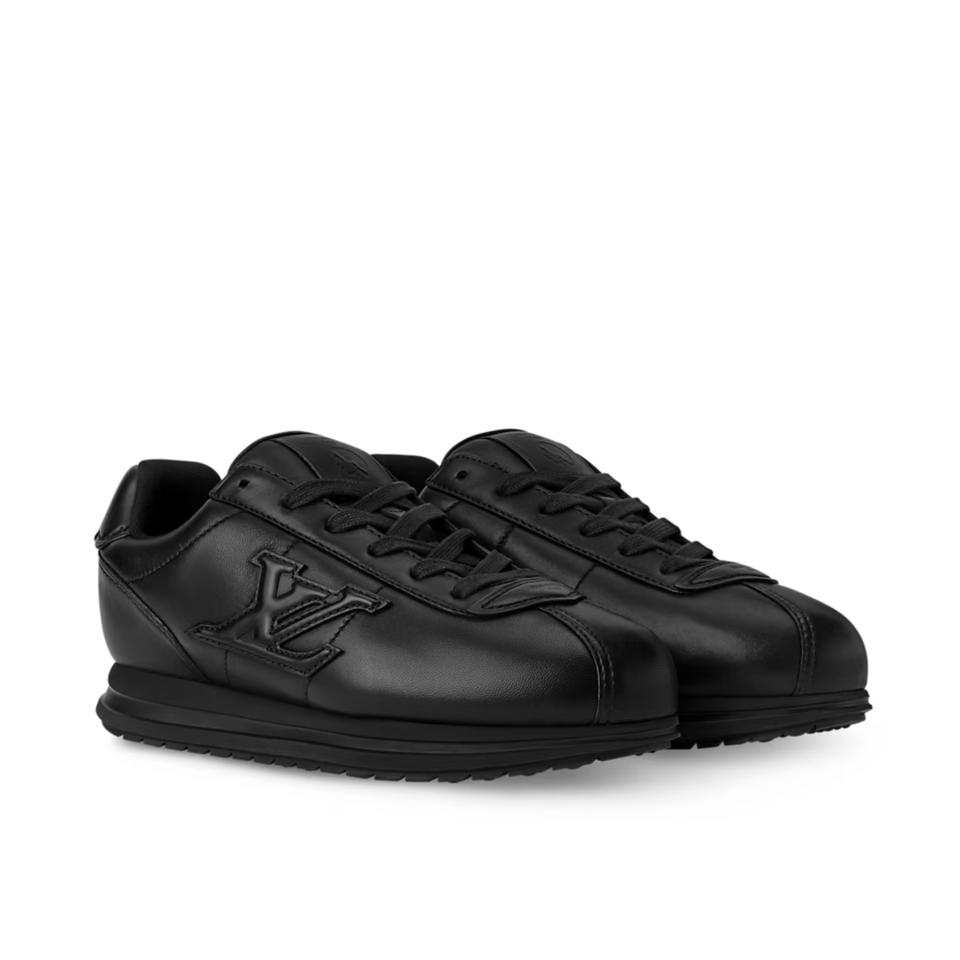 Louis Vuitton Black Leather Sneakers Embossed For Men