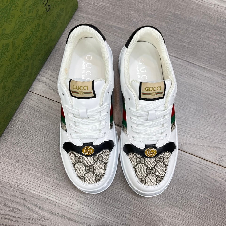 Gucci Screener Sneaker Gg Canvas With Web White view 8