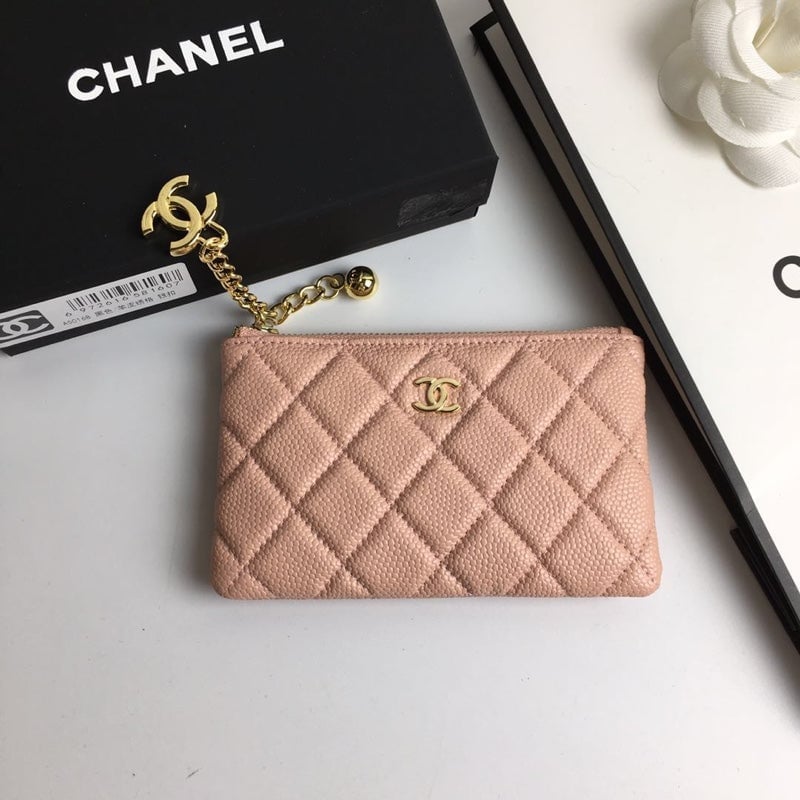 Chanel Classic Small Zipped Pouch 15 Pale Pink Calfskin Gold Icon view 3