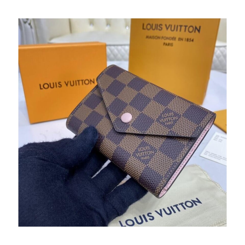 Louis Vuitton Damier Ebene Victorine Wallet Pink view 3