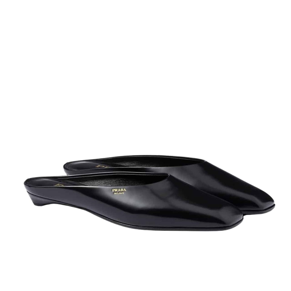 Prada Brushed Leather Mules Black 1S825N 055 F0002 F 015 view 2
