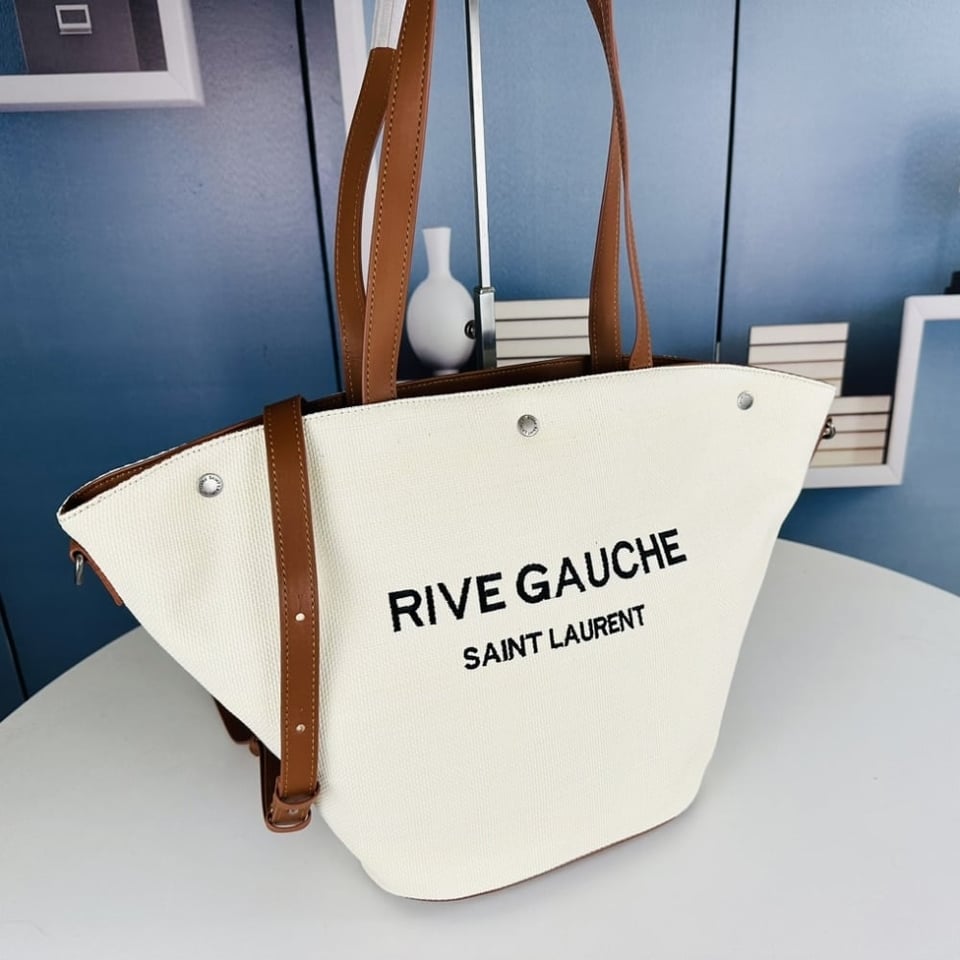 Saint Laurent Rive Gauche Shopping In Canvas White 50Cm view 5