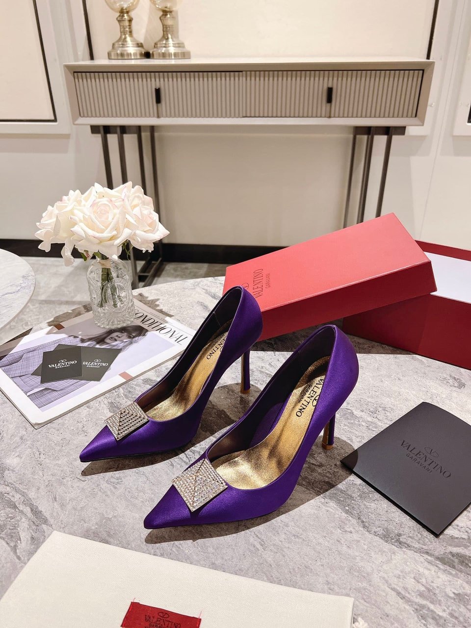 Valentino Garavani One Stud Pump With Crystals Purple 2W2S0Fh8Ulm 73E view 7