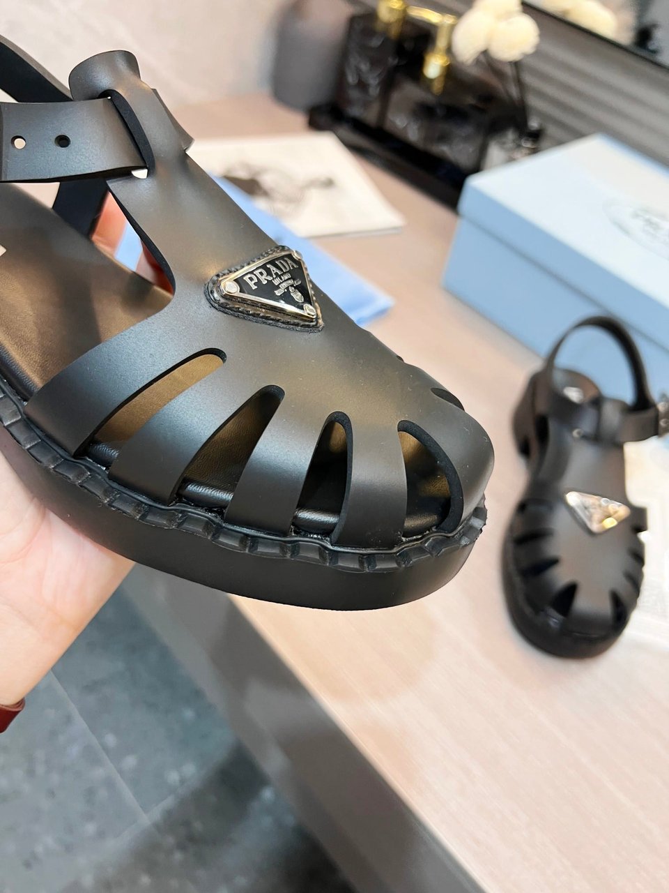 Prada Sporty Foam Rubber Sandals Black 1X857M 3Lkk F0002 F 050 view 5