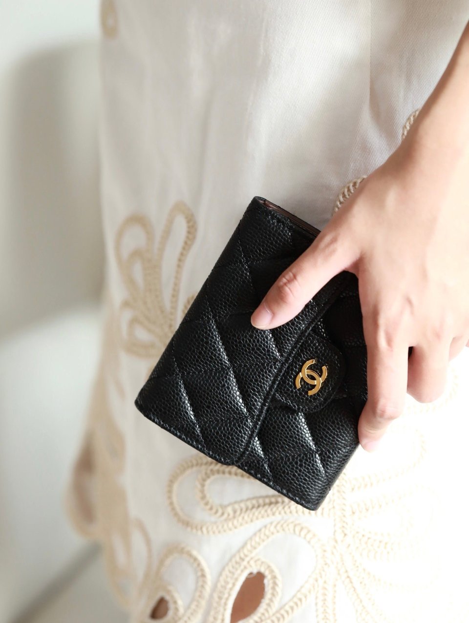 Chanel Flap Card Holder 11.5 Black Grained Calfskin Gold Icon view 10