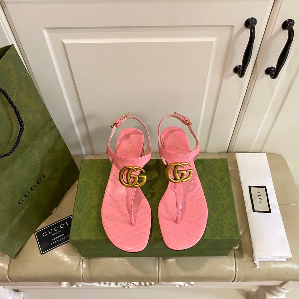 Gucci Double G Sandal Leather Pastel Pink 674840 Bko00 5815 view 5