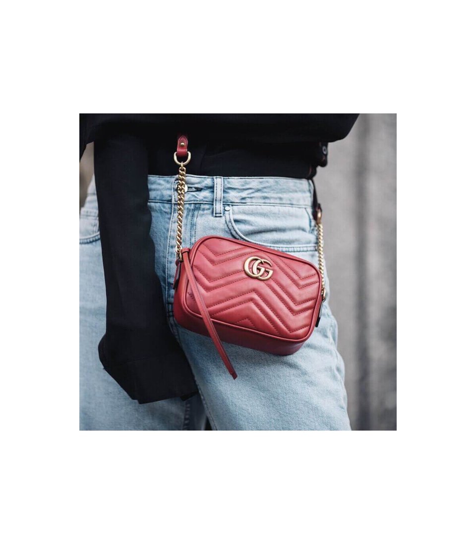 Gucci GG Marmont Matelasse Mini Bag Red view 3
