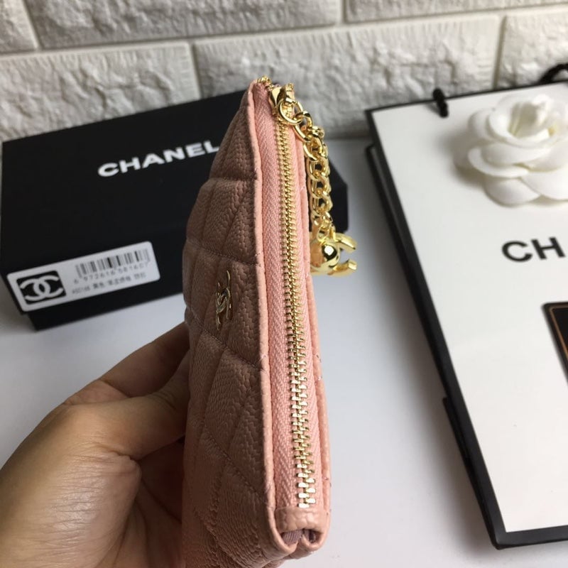 Chanel Classic Small Zipped Pouch 15 Pale Pink Calfskin Gold Icon view 8