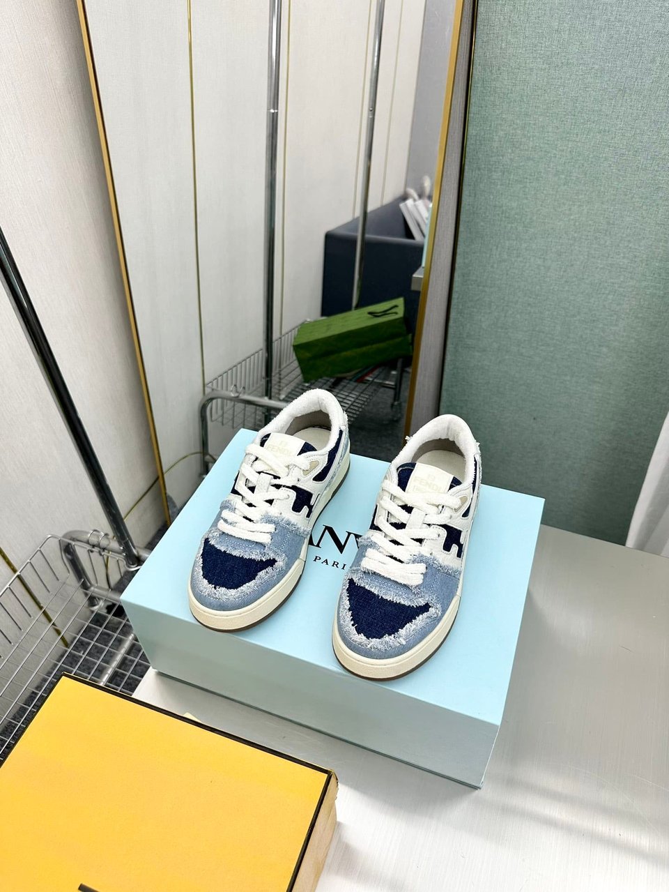 Fendi Match Suede Low Tops Denim Blue 7E1495Amf1F1Jid view 9
