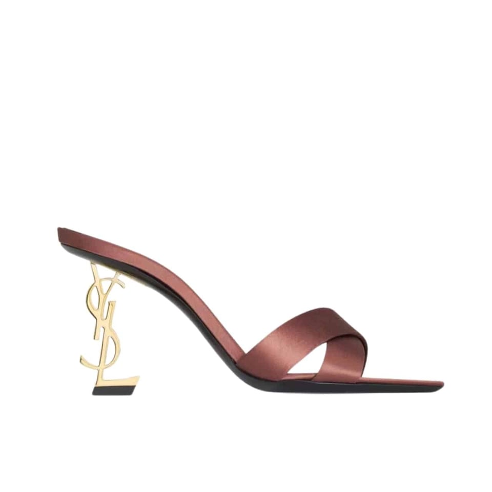 Saint Laurent Opyum Mules In Satin Crepe Manioc Brown 8189319Qab12215 view 2