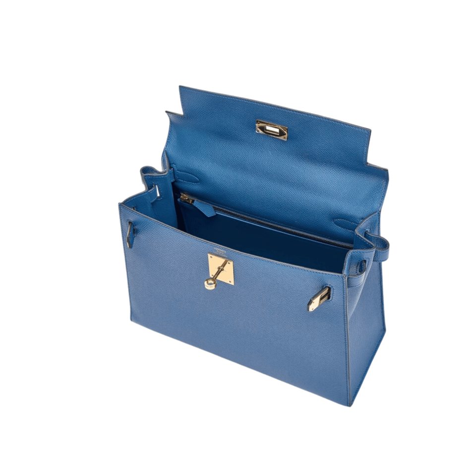Hermes Kelly 25 Bag In French Blue Epsom Leather For Women 25cm/10in view 4