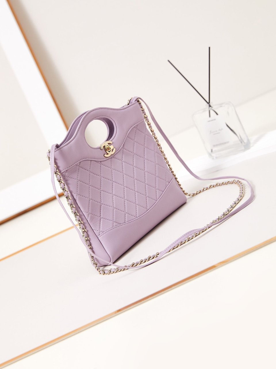 Chanel 24S31 Mini Shopping Bag 22Cm Light Pink Lambskin Gold Hardware view 6