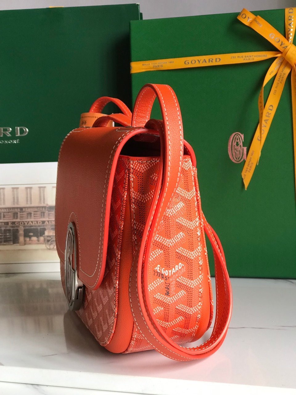 Goyard 233 Bag 25 Cm Orange Calfskin And Goyardine Canvas 25cm view 9