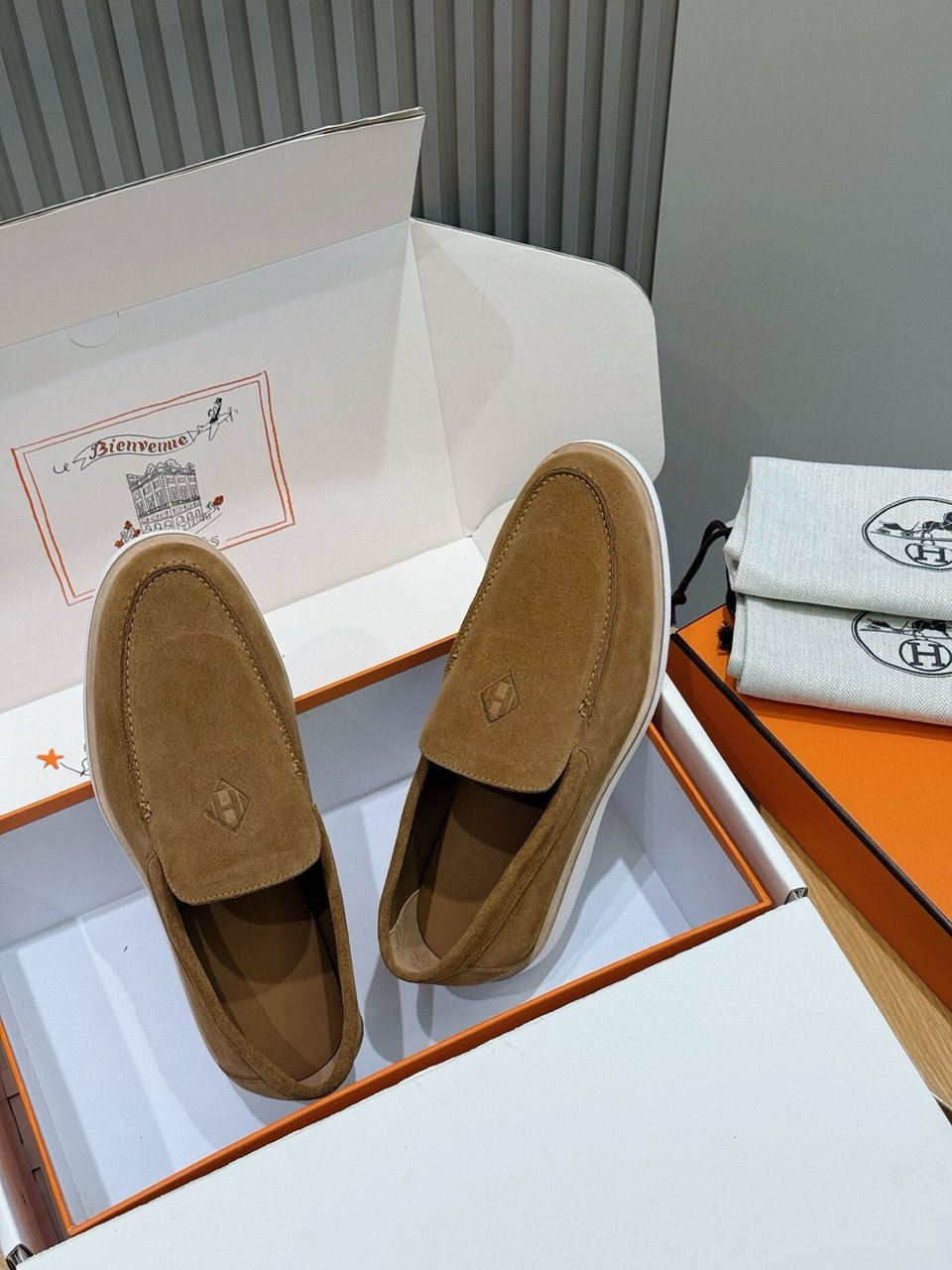 Hermès Brown Suede Loafers- Shoes for Men view 7