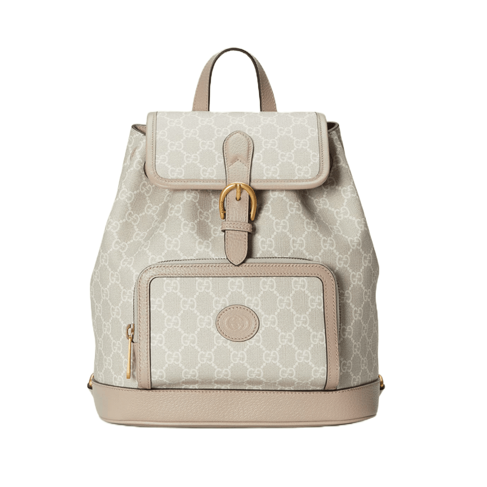 Gucci Backpack with Interlocking G Oatmeal Leather view 2