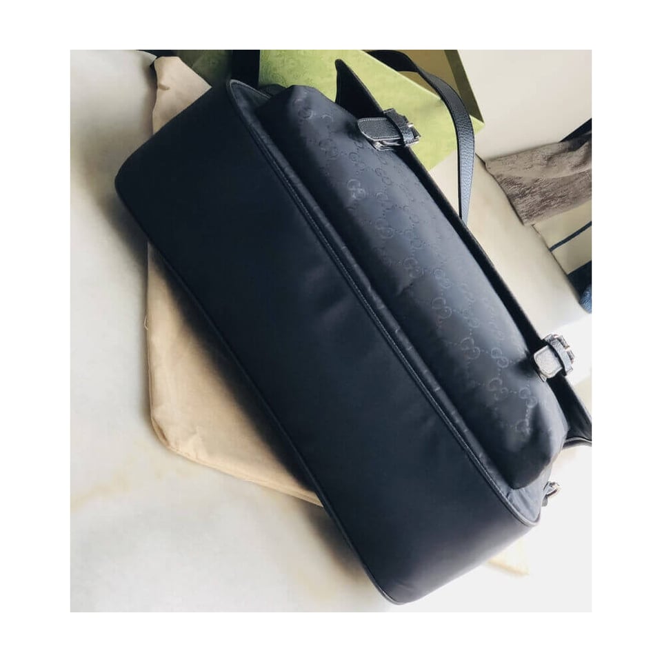 Gucci GG Guccissima Black Medium Nylon Messenger Bag 510334 view 8
