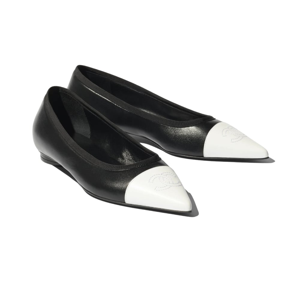 Chanel Pointed-Toe Ballerinas Black Lambskin